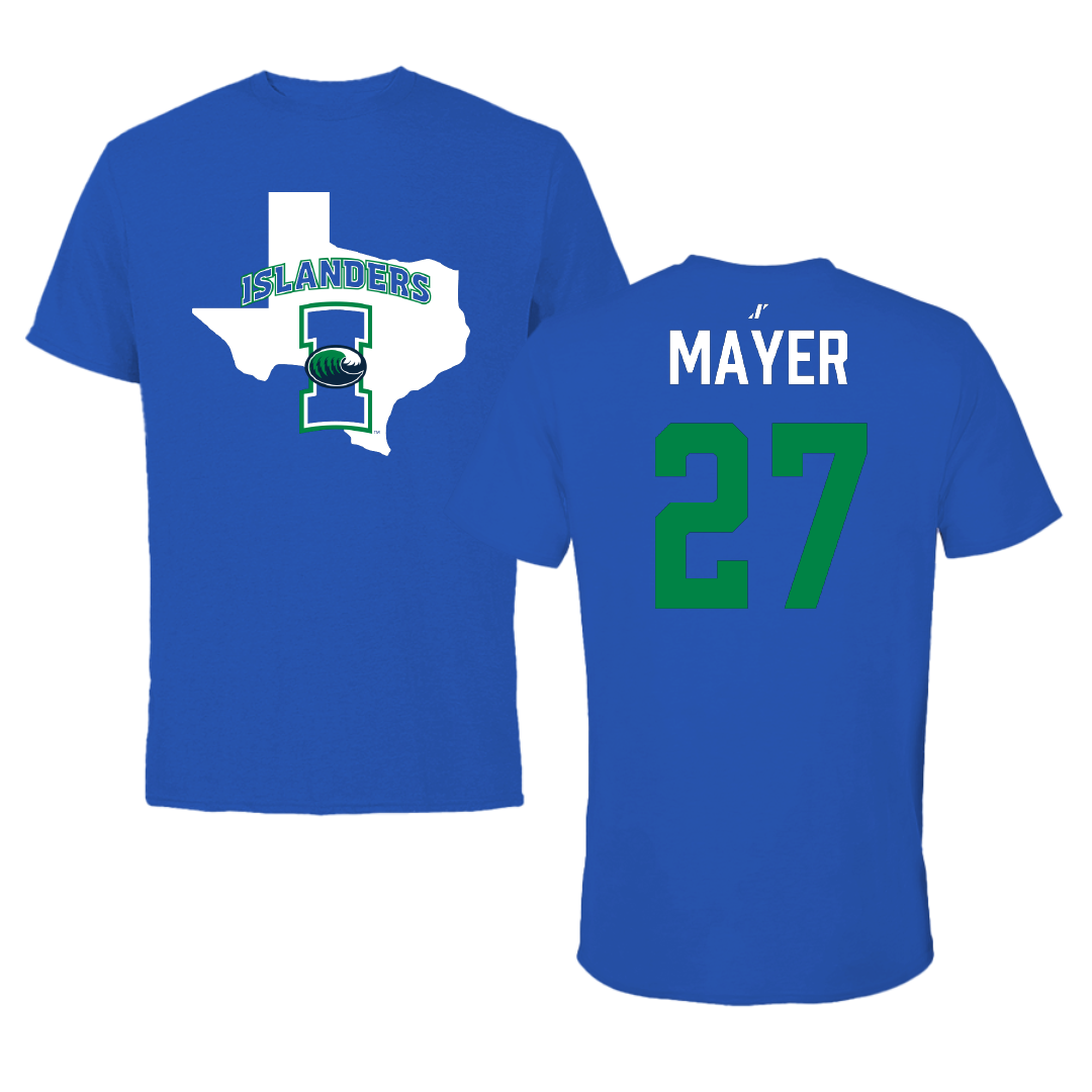 Texas A&M University-Corpus Christi Baseball Blue State Tee - #27 Chase Mayer