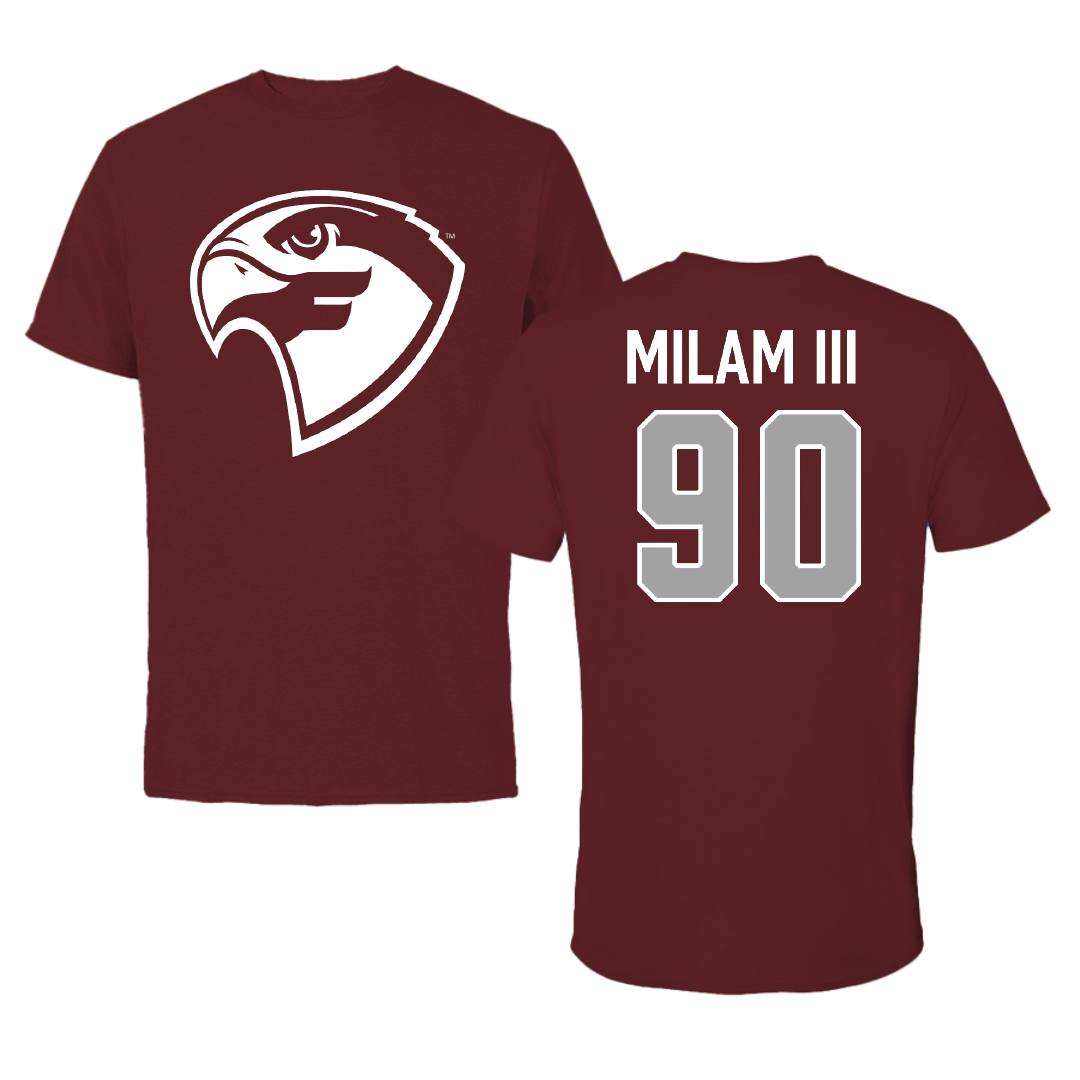 Fairmont State University Football Maroon Tee - #90 Marshall Milam III