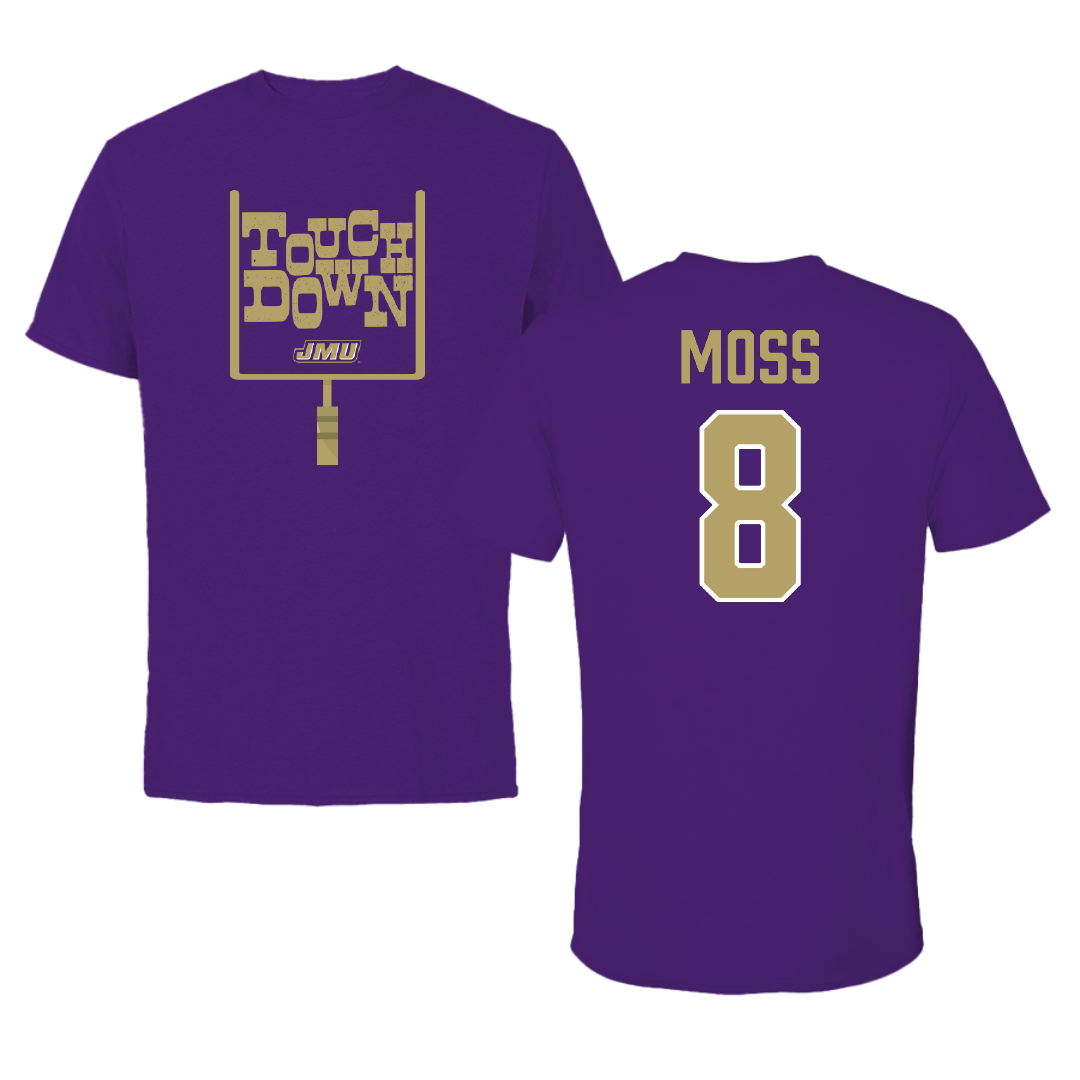 James Madison University Football Purple Touchdown Tee - #8 Max Moss