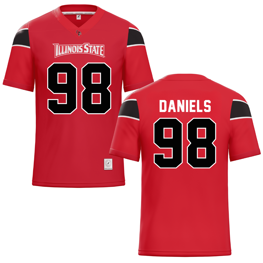 Illinois State University Red Football Jersey - #98 Ari Daniels