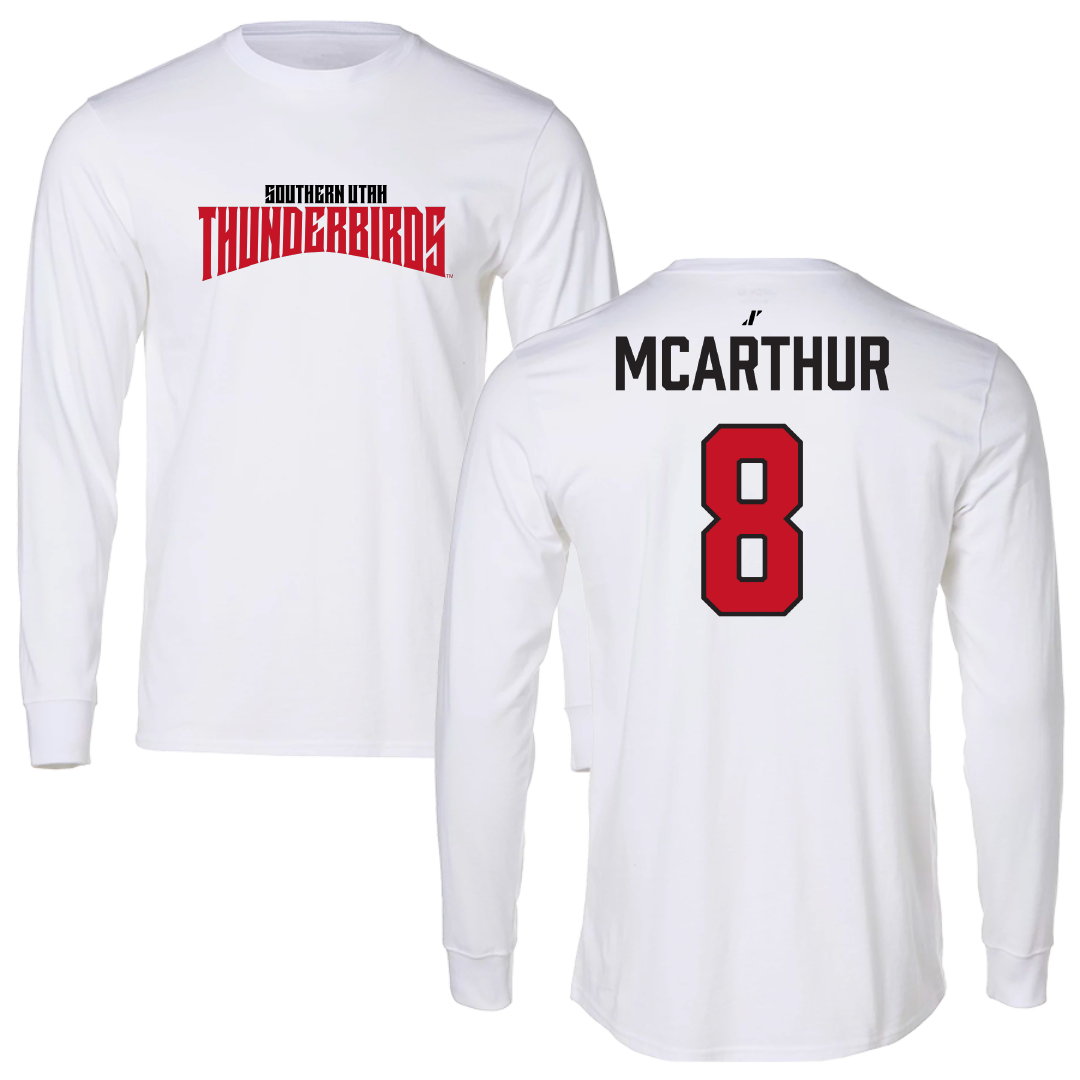 Southern Utah University Volleyball White Classic Performance Long Sleeve - #8 Addyson McArthur