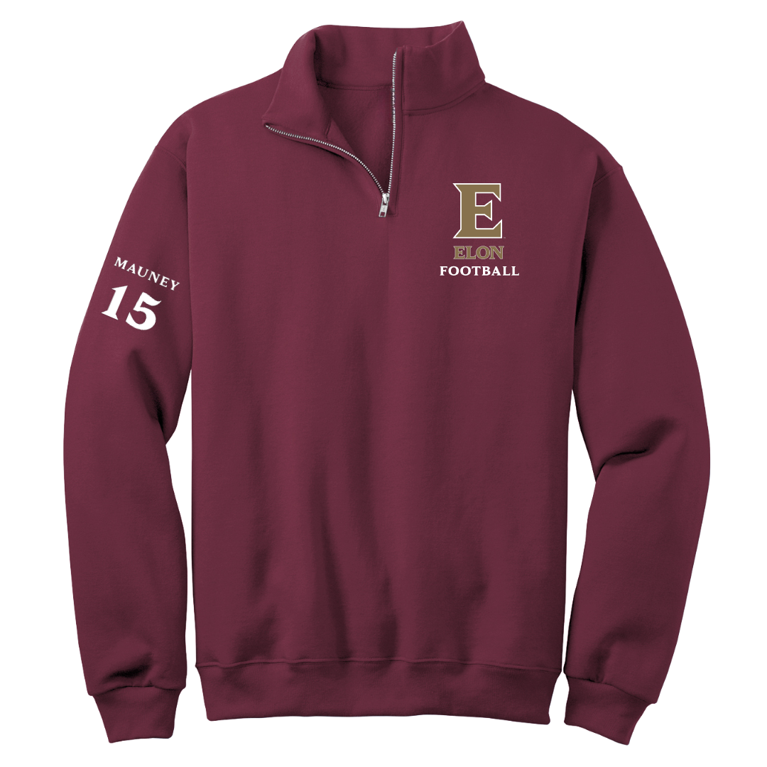 Elon University Football Maroon Quarter-Zip - #15 Marcus Mauney