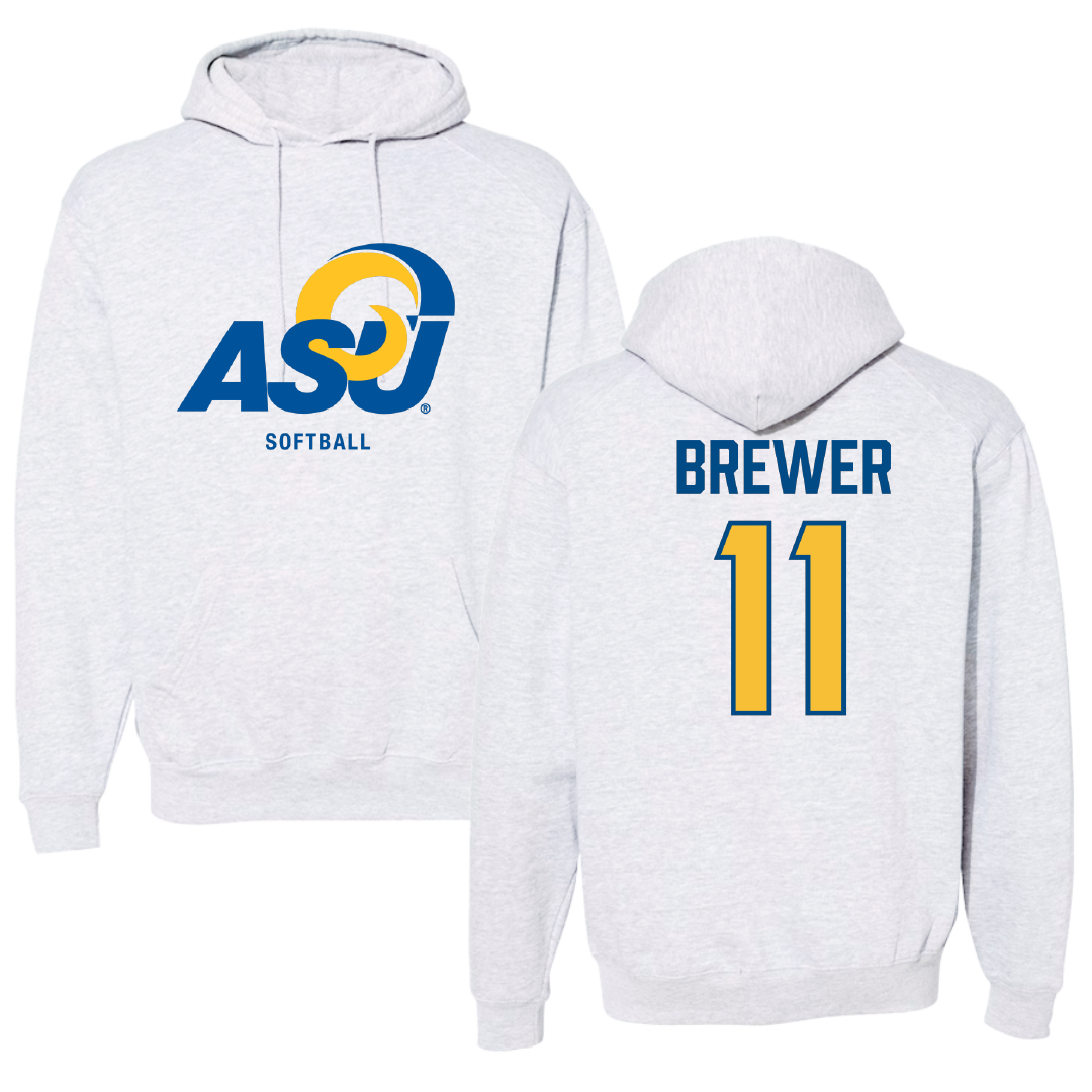 Angelo State University Softball Gray Hoodie - #11 Tannis Brewer