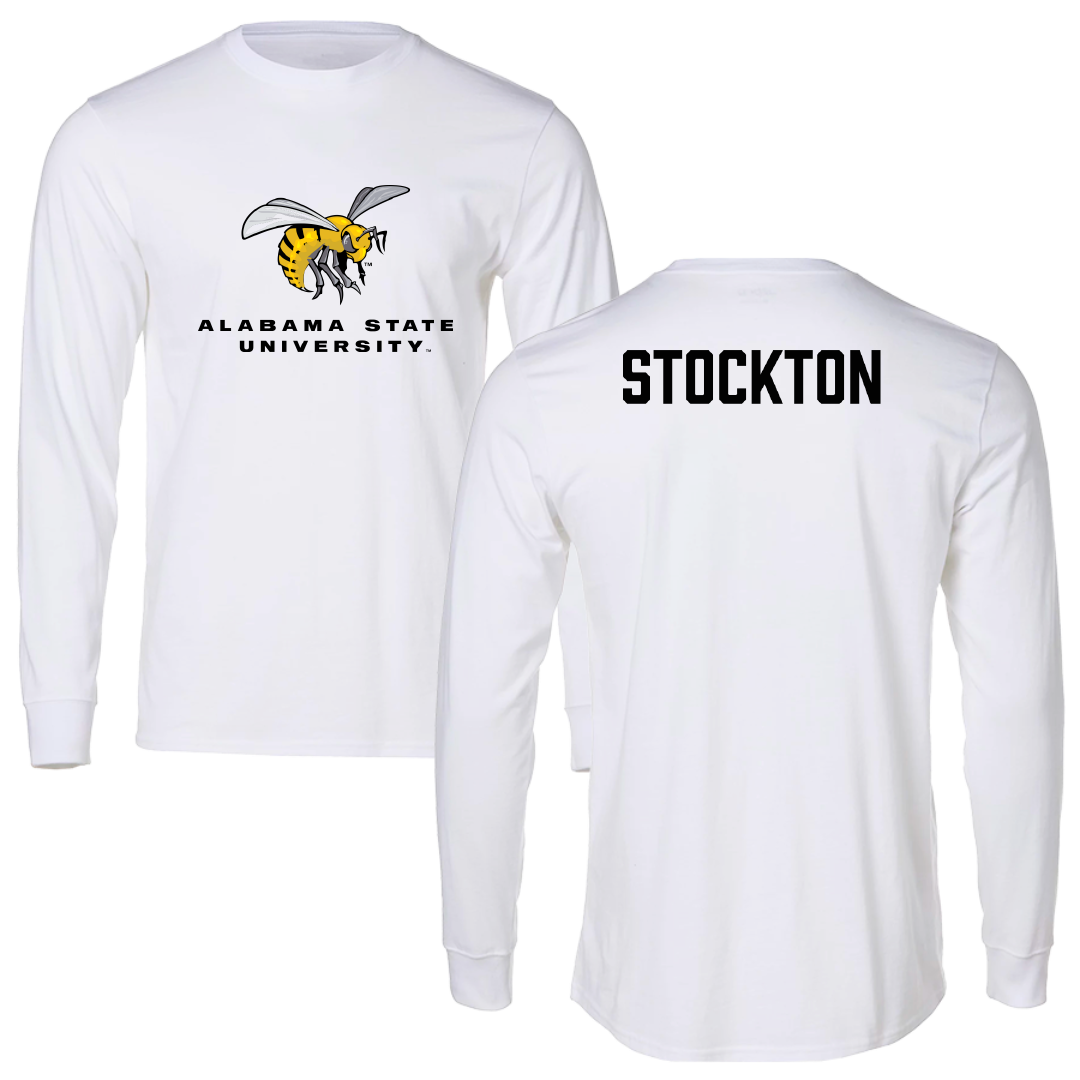Alabama State University TF and XC White Block Long Sleeve - Seth Stockton