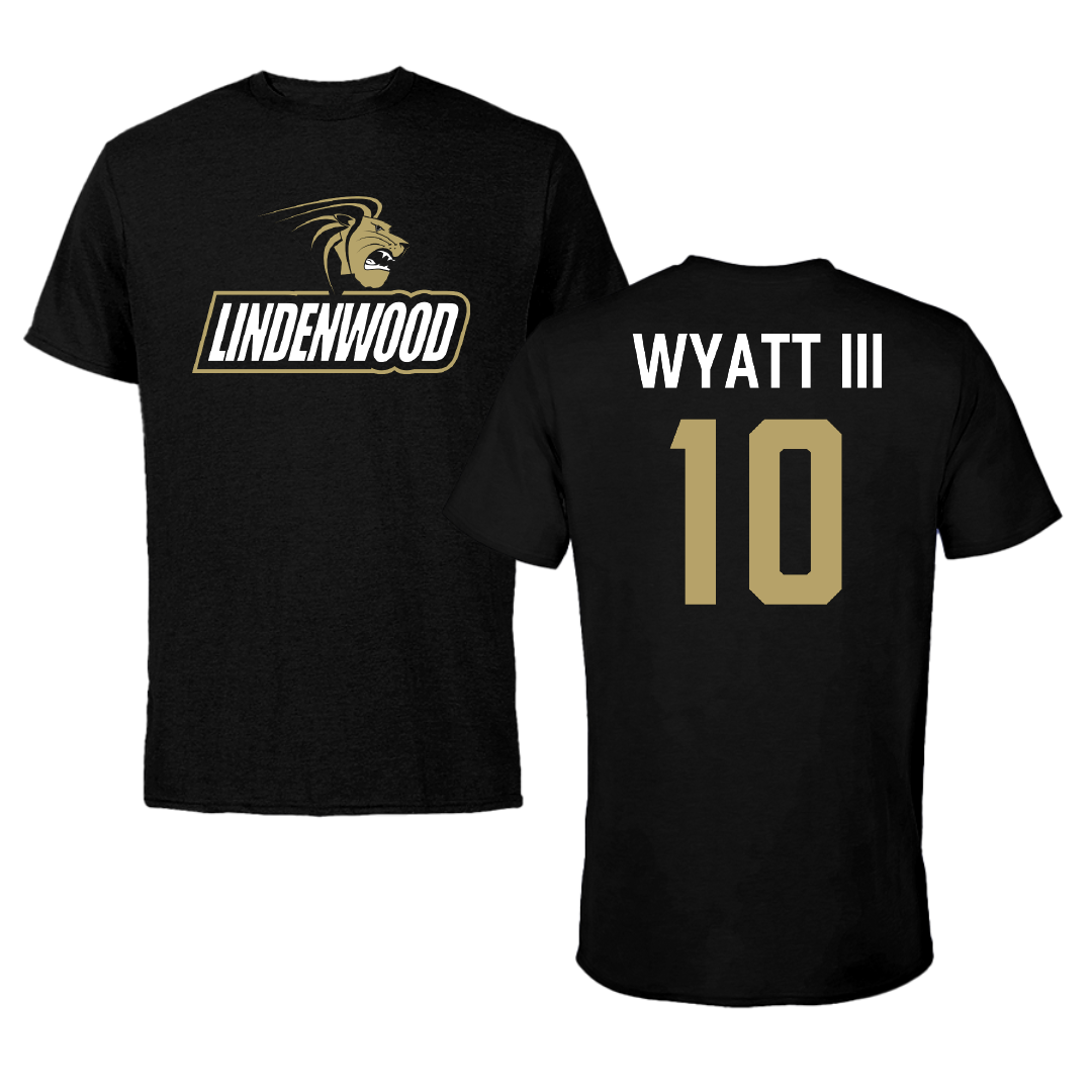 Lindenwood University Football Black Tee - #10 Jacques Wyatt III
