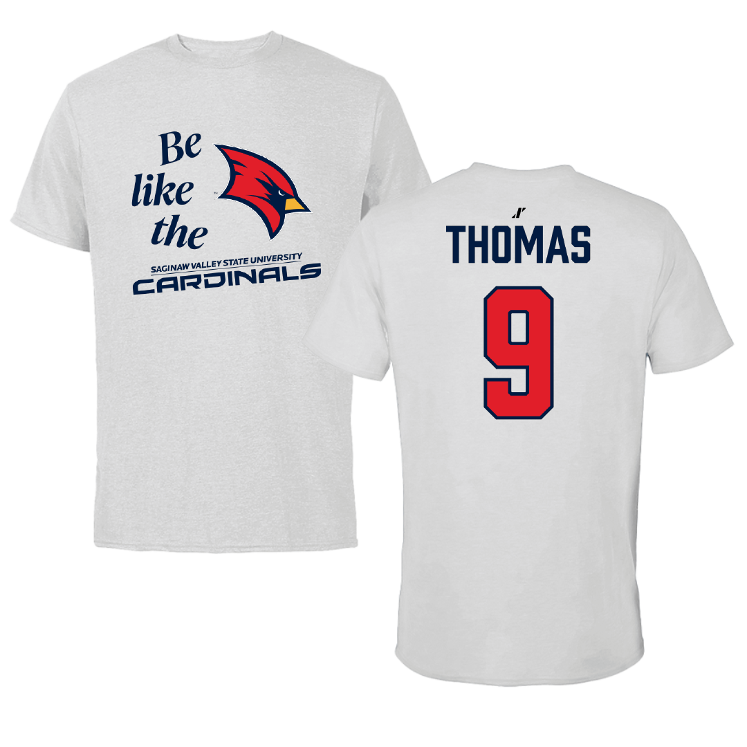 Saginaw Valley State University Baseball Light Gray Be Like Us Tee - #9 JT Thomas