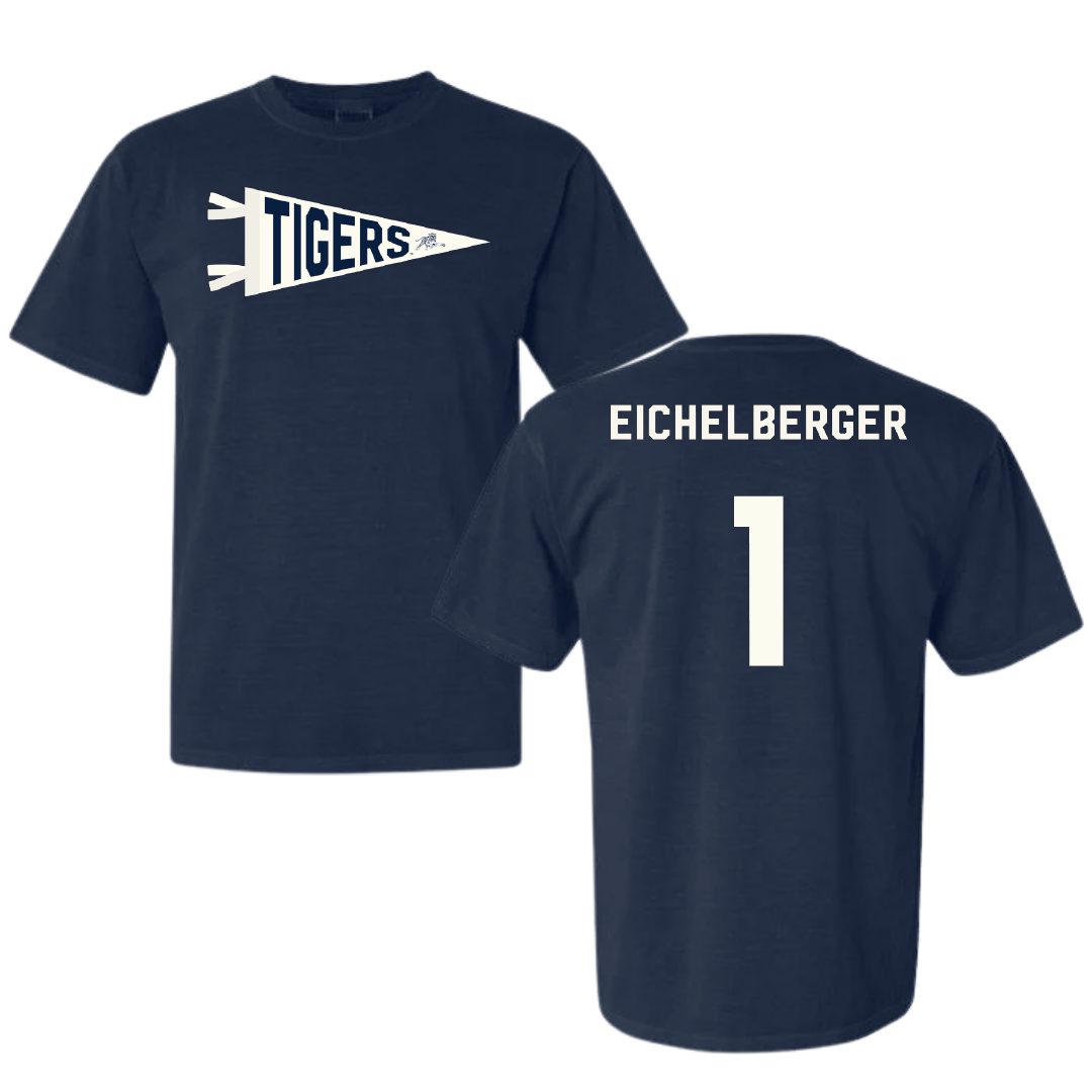 Jackson State University Baseball Navy Pennant Comfort Colors Tee - #1 Joseph Eichelberger