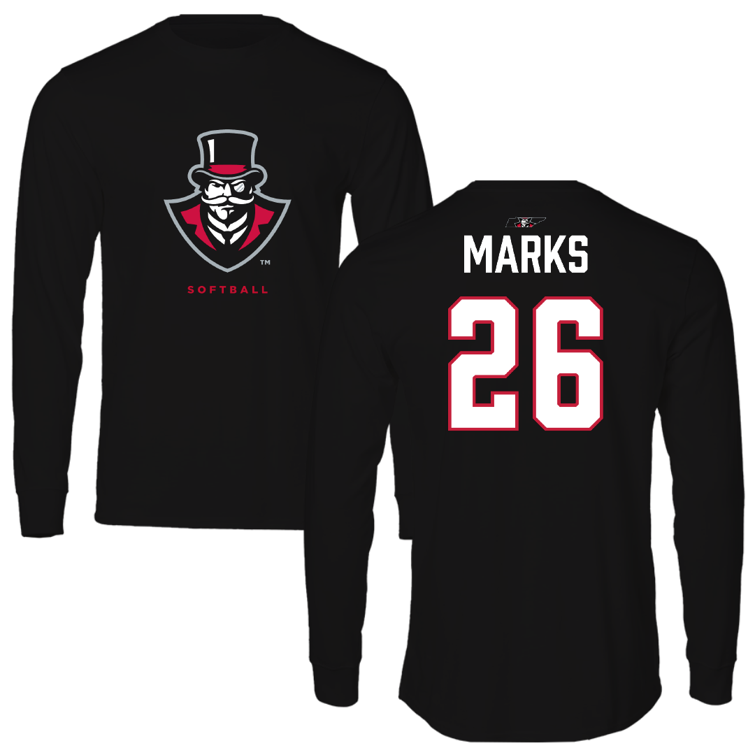 Austin Peay State University Softball Black Mascot Long Sleeve - #26 Emily Marks