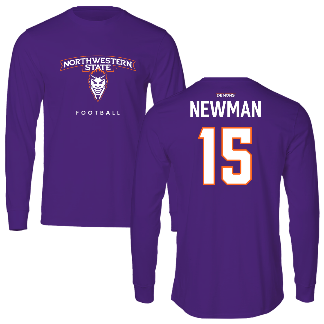 Northwestern State University Football Purple Performance Long Sleeve - #15 Barrett Newman
