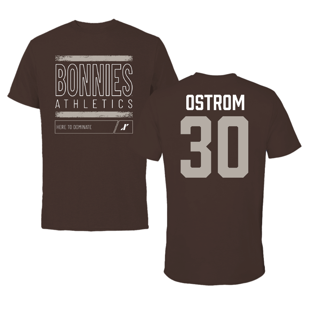 St. Bonaventure University Basketball Brown Dominate Tee - #30 Broek Ostrom