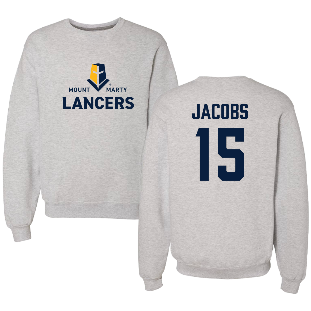 Mount Marty University Baseball Light Gray Crewneck - #15 Palmer Jacobs