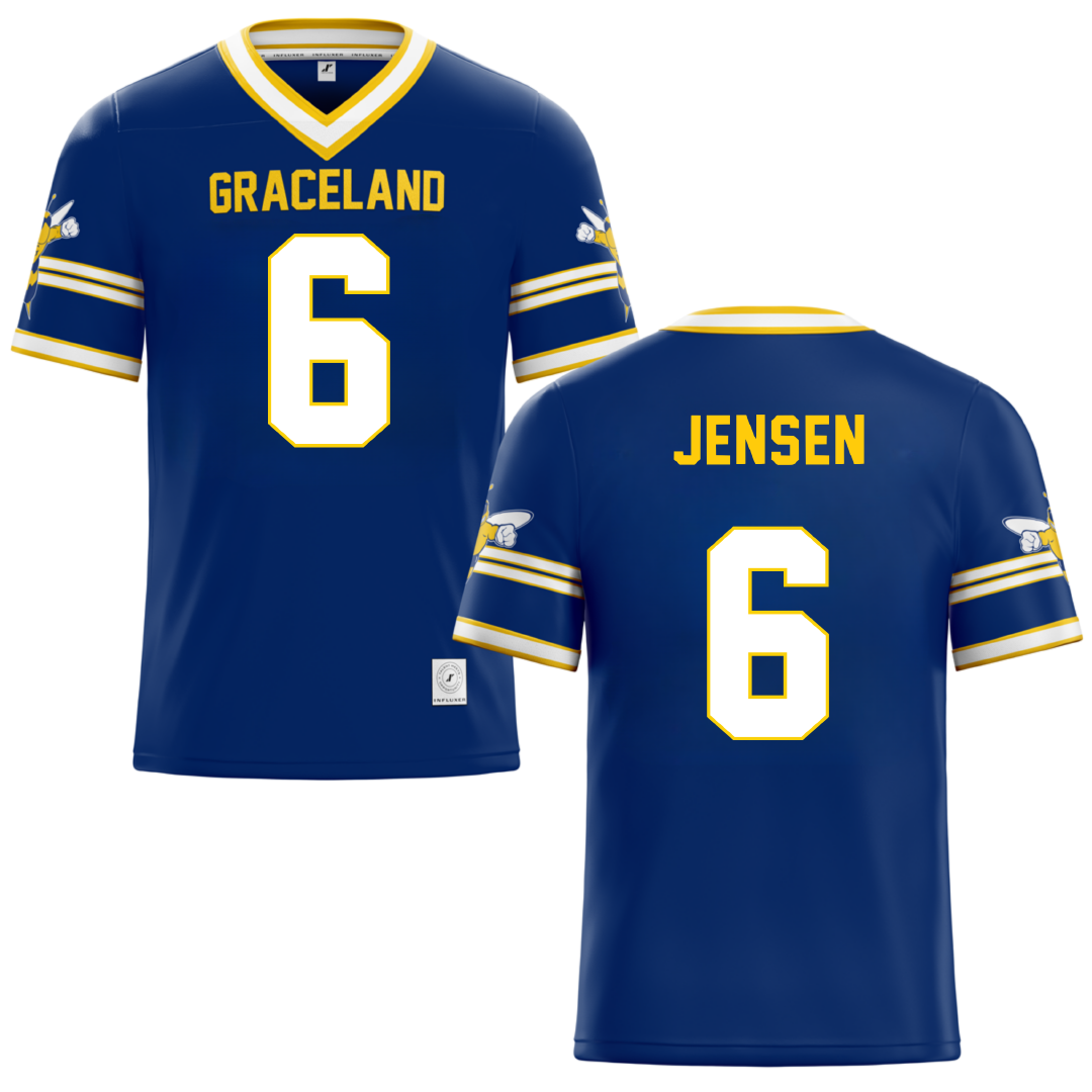 Graceland University Blue Football Jersey - #6 Grace Jensen
