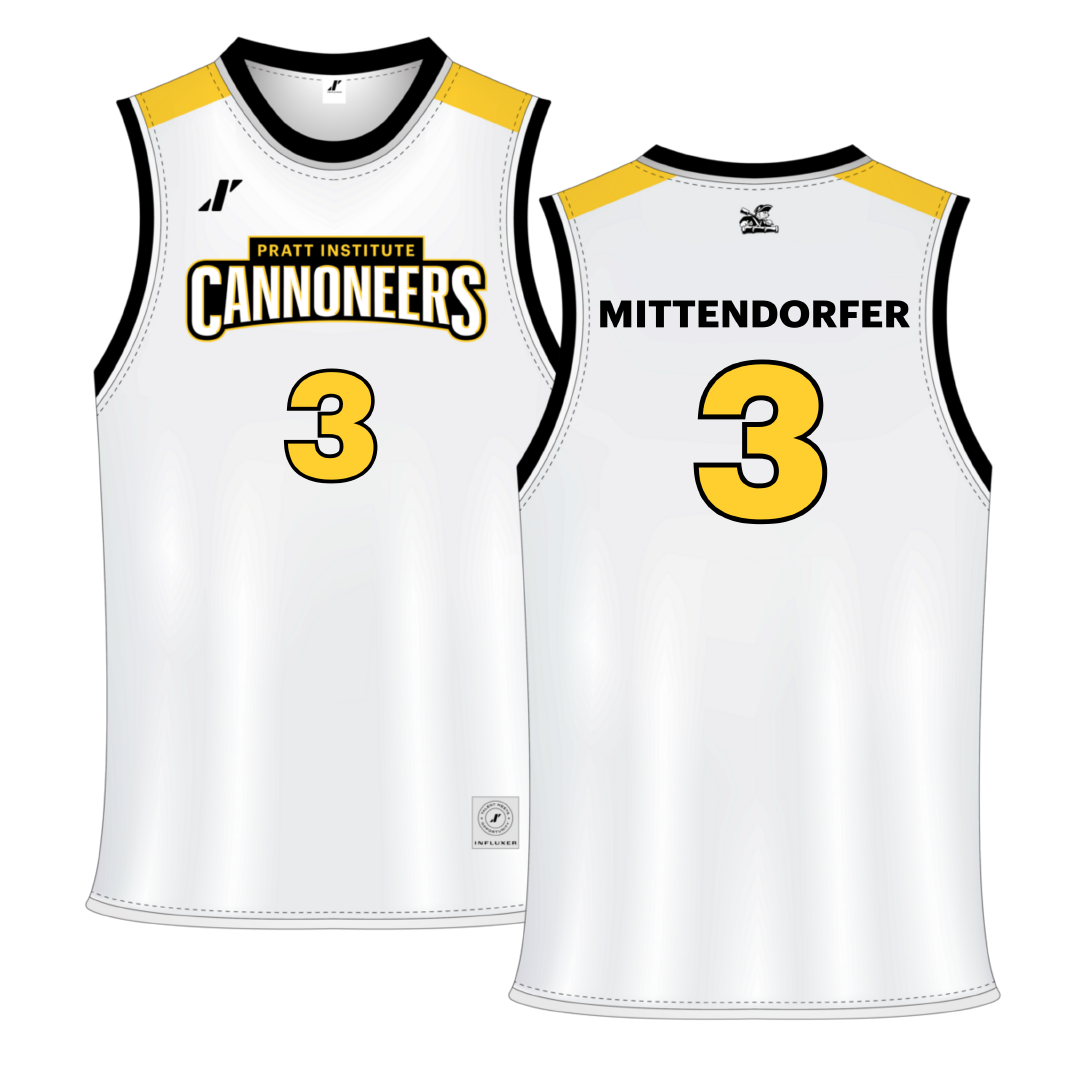 Pratt Institute White Basketball Jersey - #3 Matthias Mittendorfer