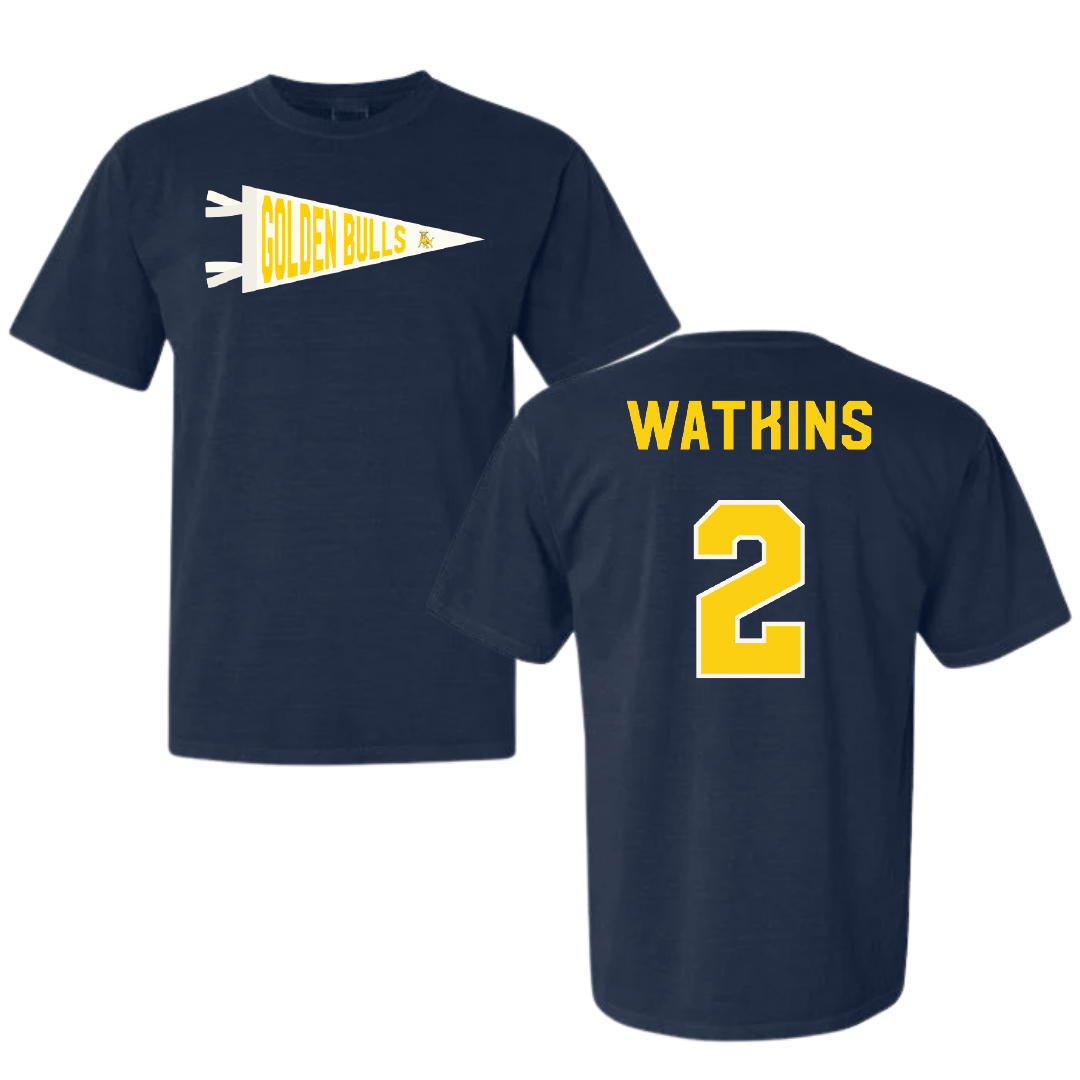 Johnson C. Smith University Basketball Navy Pennant Comfort Colors Tee - #2 Madison Watkins