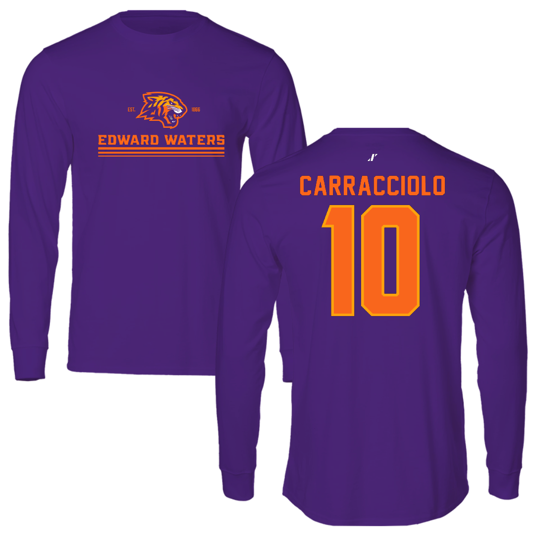 Edward Waters University Baseball Purple General Performance Long Sleeve - #10 Andres Carracciolo