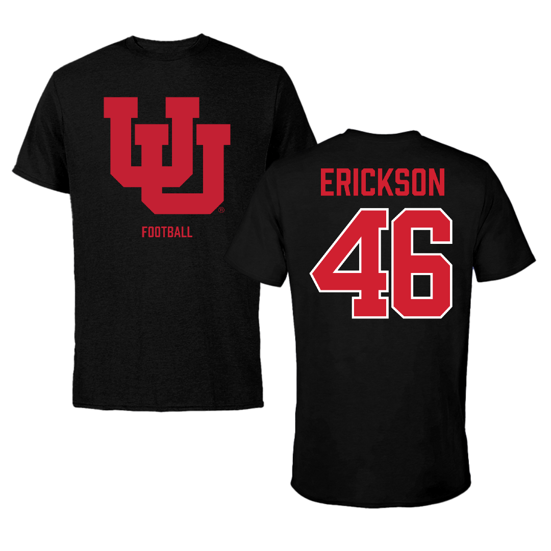University of Utah Football Black Tee - #46 Hayden Erickson