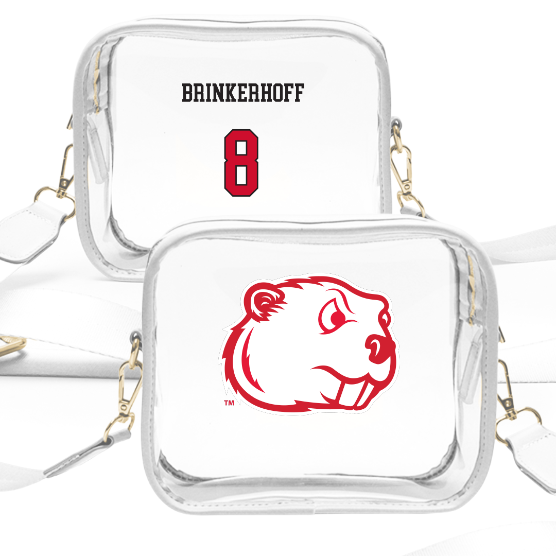 Minot State University Softball White Clear Stadium Bag - #8 Navi Brinkerhoff
