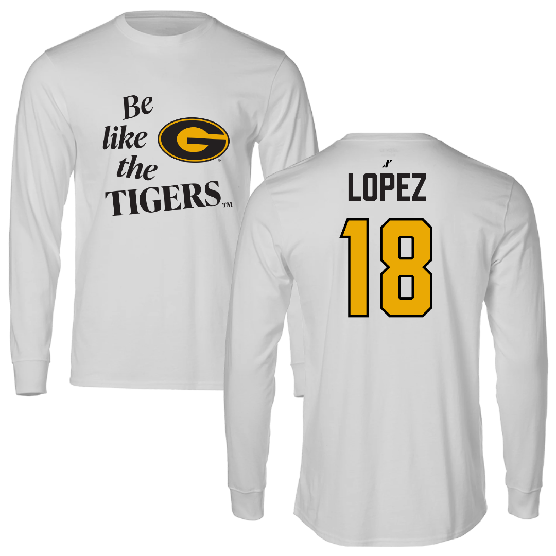 Grambling State University Baseball Light Gray Be Like Us Performance Long Sleeve - #18 Aidan Lopez
