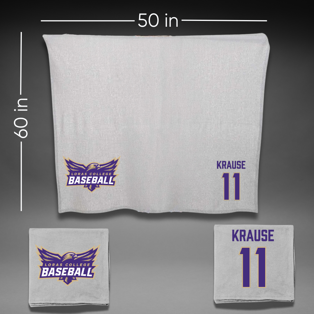 Loras College Baseball Gray Blanket - #11 Andrew Krause