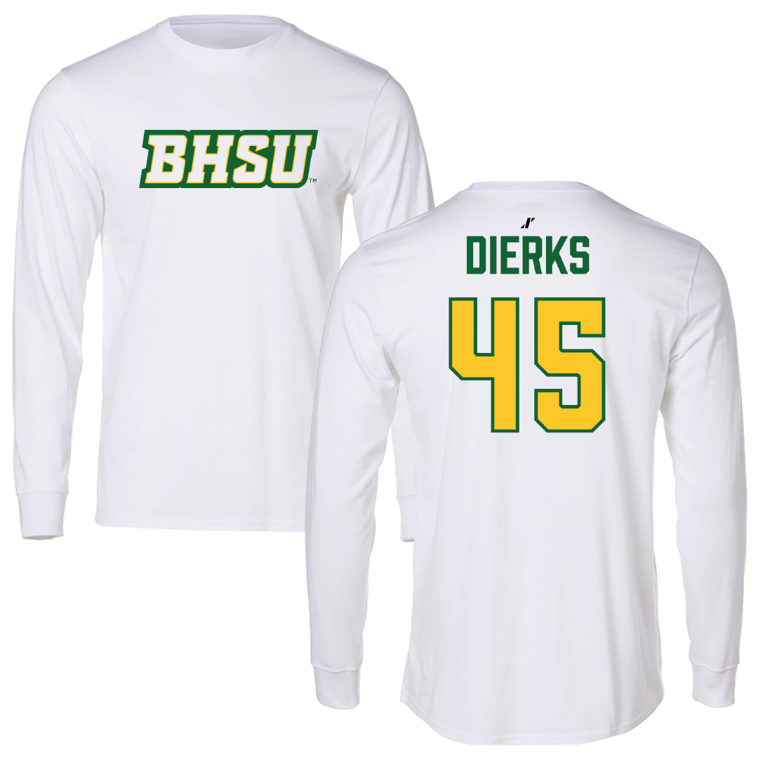 Black Hills State University Football White Performance Long Sleeve - #45 Kolbe Dierks