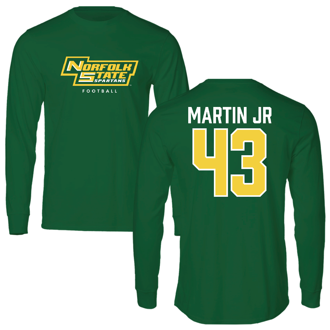 Norfolk State University Football Kelly Green Performance Long Sleeve - #43 Richard Martin Jr