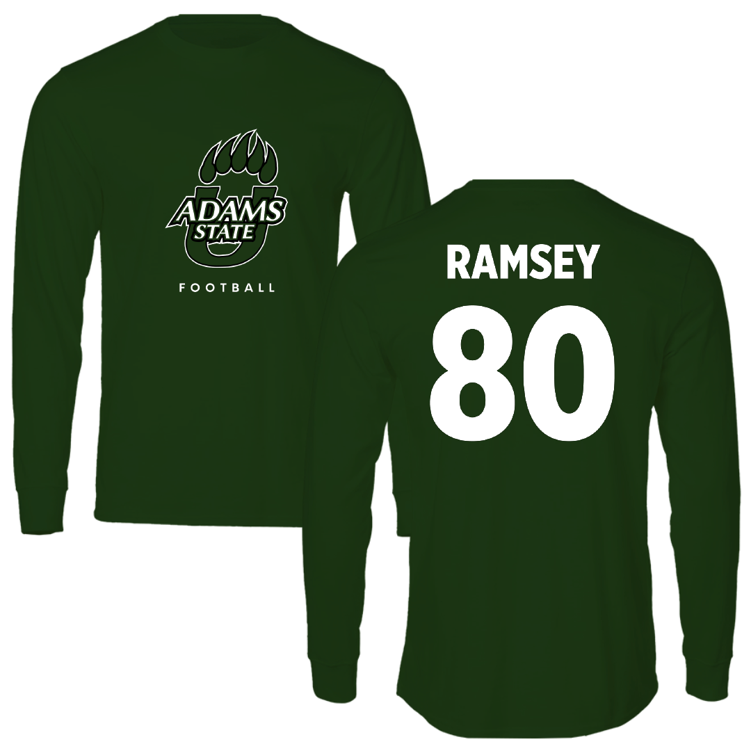 Adams State University Football Forest Green Performance Long Sleeve - #80 Damarian Ramsey
