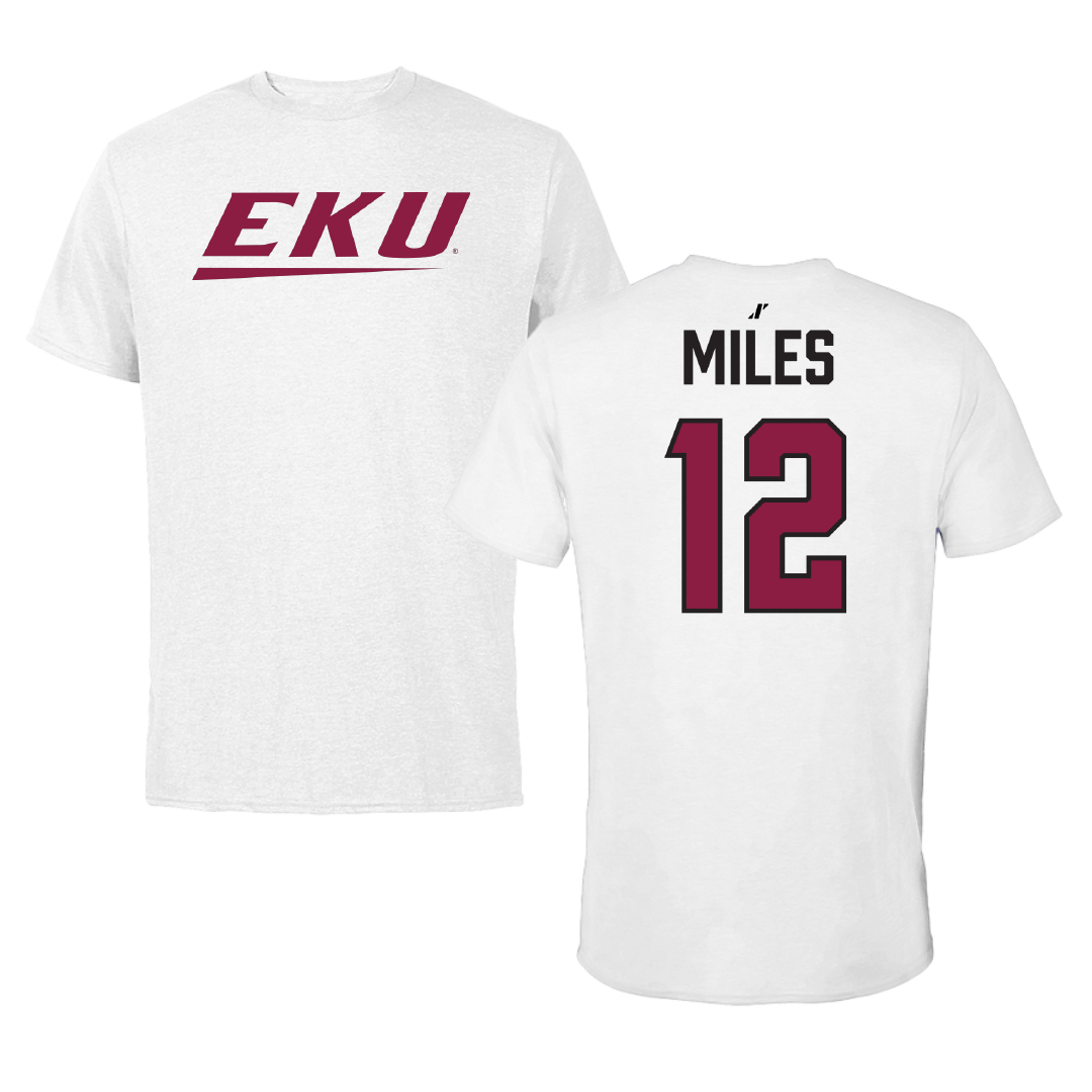 Eastern Kentucky University Basketball White Tee - #12 Mason Miles