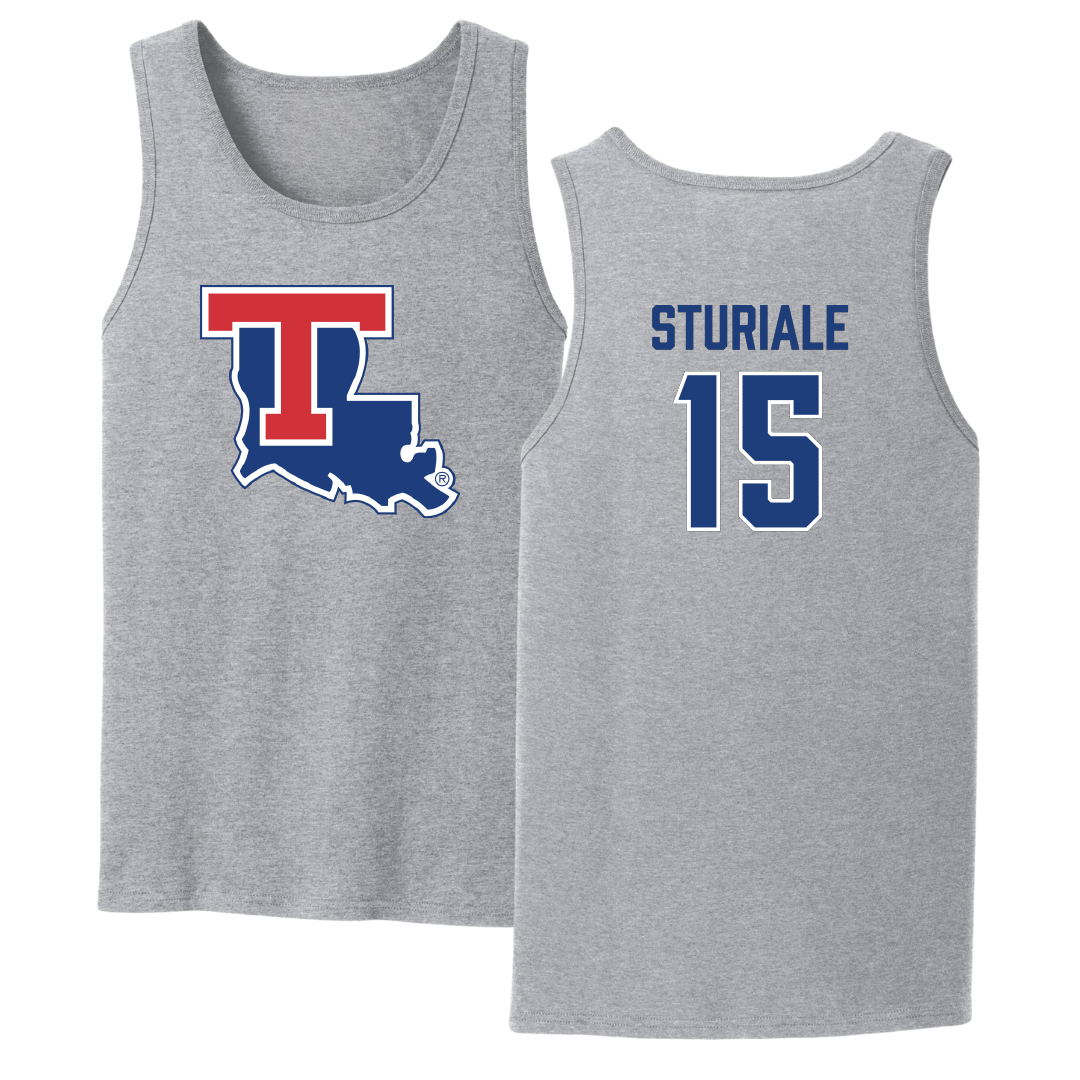 Louisiana Tech University Baseball Sport Gray Tank Top - #15 CJ Sturiale