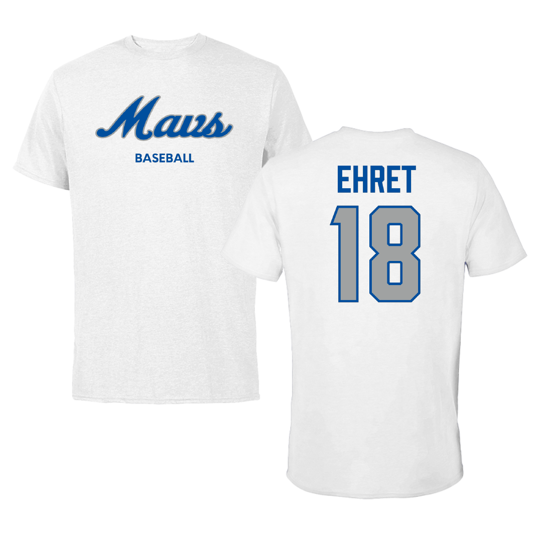 Mercy University Baseball White Tee - #18 Ryan Ehret