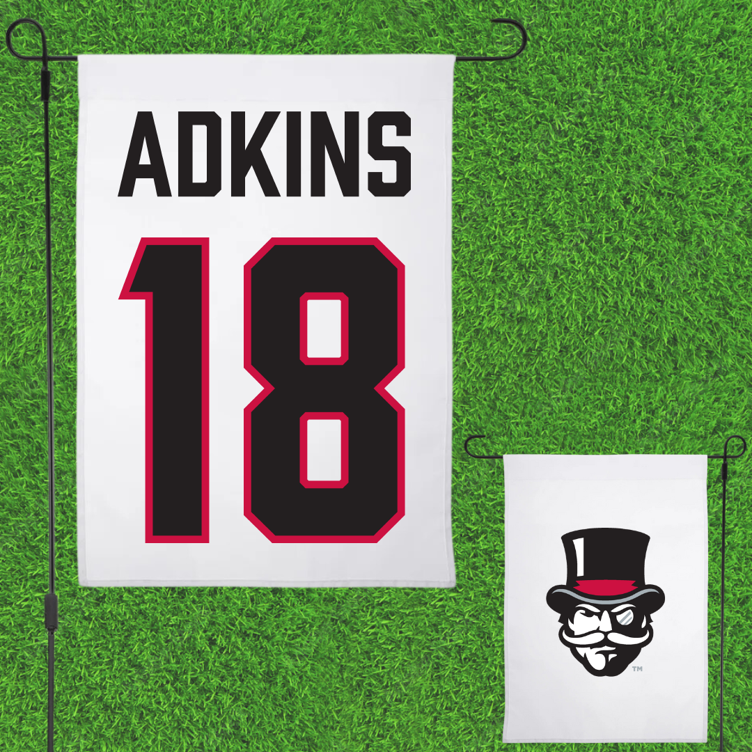 Austin Peay State University Baseball White Garden Flag - #18 Dillon Adkins