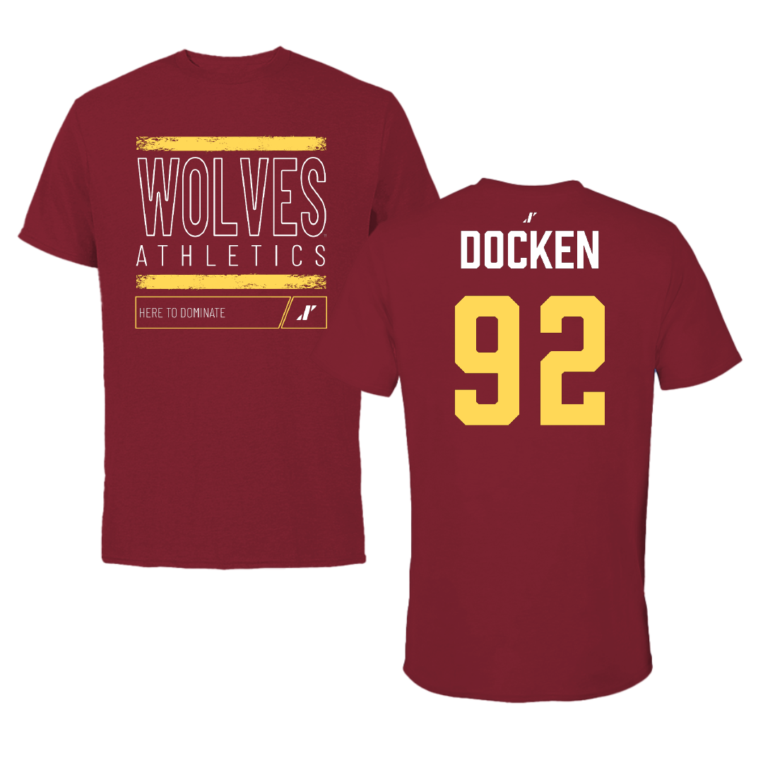 Northern State University Football Cardinal Dominate Tee - #92 Keaton Docken