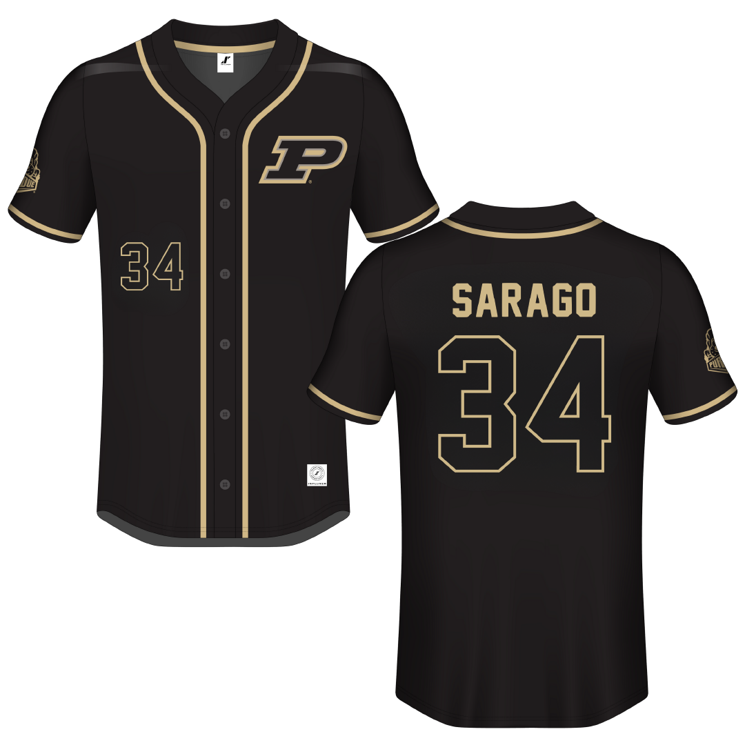 Purdue University Black Button-Down Jersey - #34 Kate Sarago