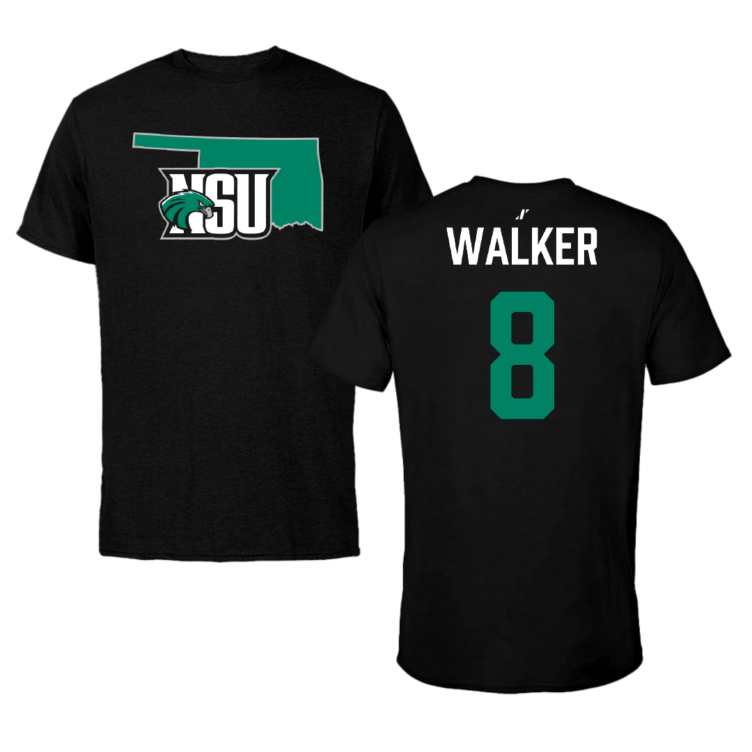 Northeastern State University Football Black State Performance Tee - #8 Khaden Walker