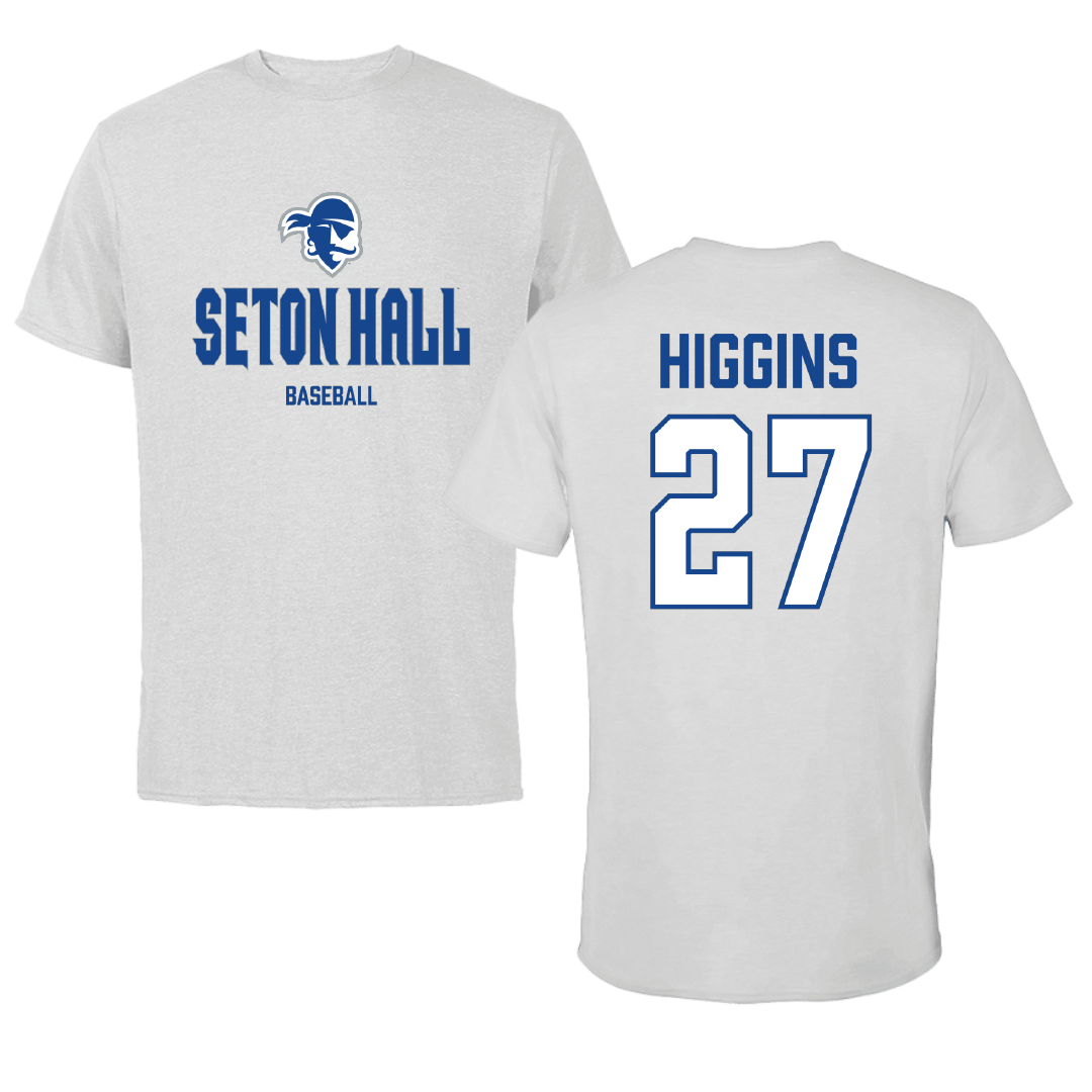 Seton Hall University Baseball Light Gray Performance Tee - #27 John Higgins