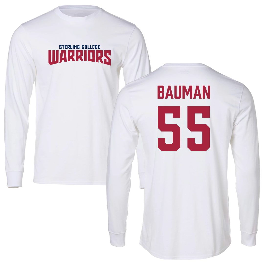 Sterling College Football White Classic Performance Long Sleeve - #55 Jacob Bauman