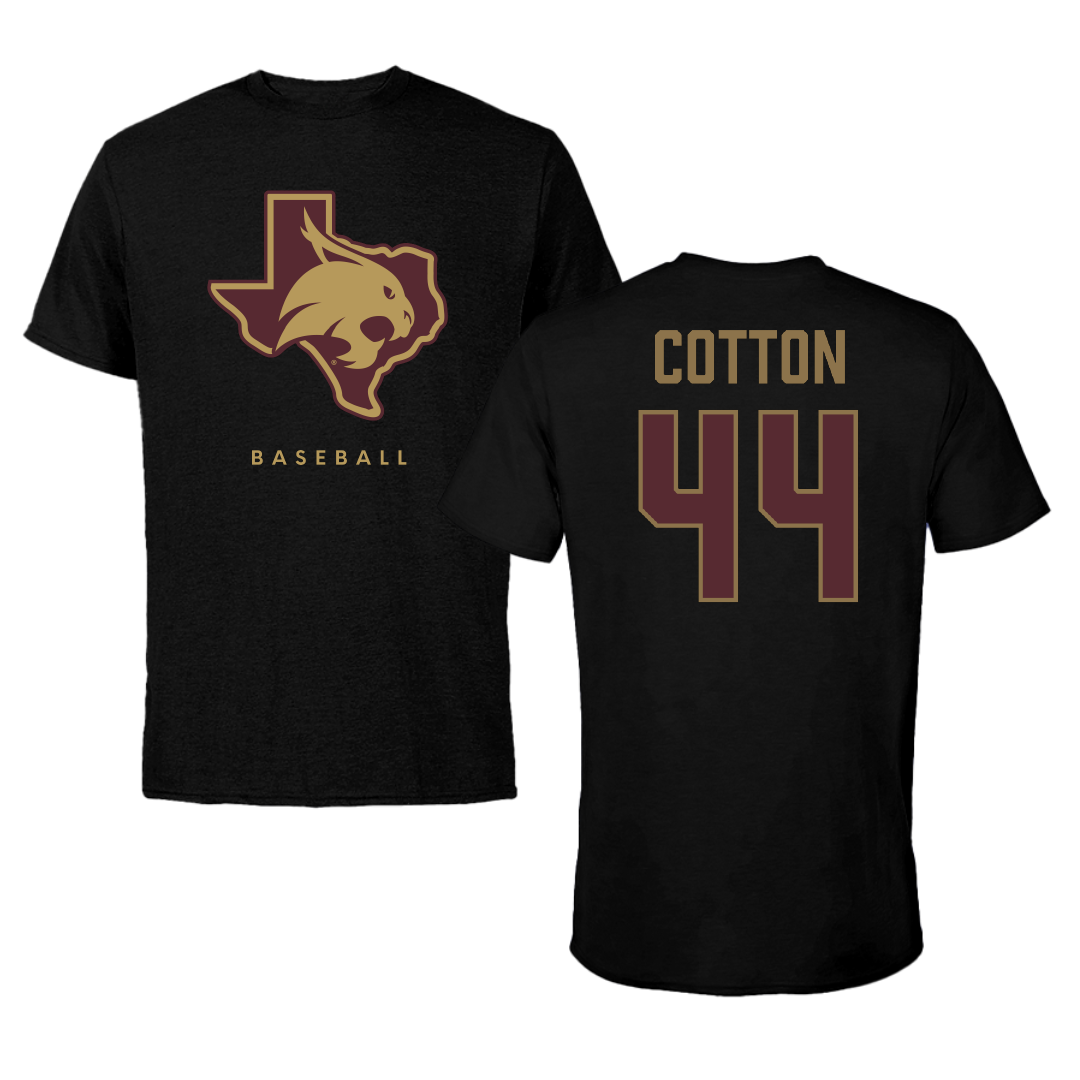 Texas State University Baseball Black Performance Tee - #44 Jackson Cotton