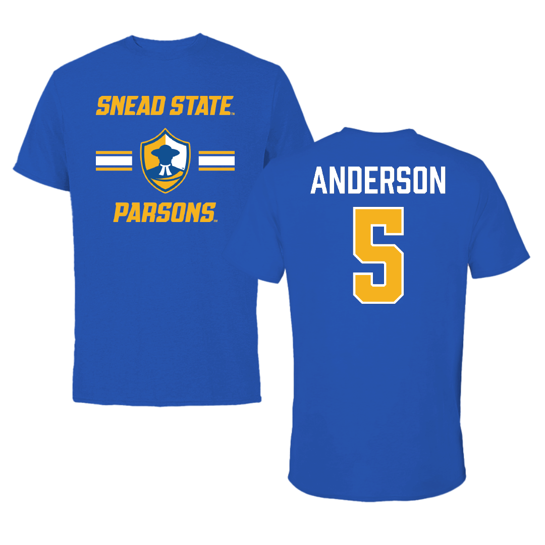 Snead State Community College Baseball Blue General Tee - #5 Mac Anderson