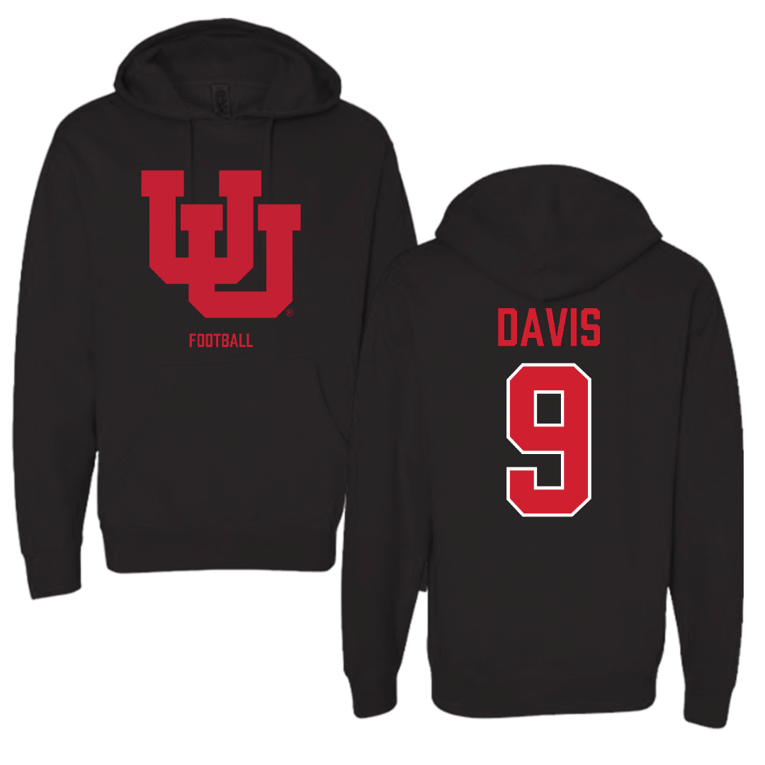 University of Utah Football Black Block Hoodie - #9 Elijah Davis