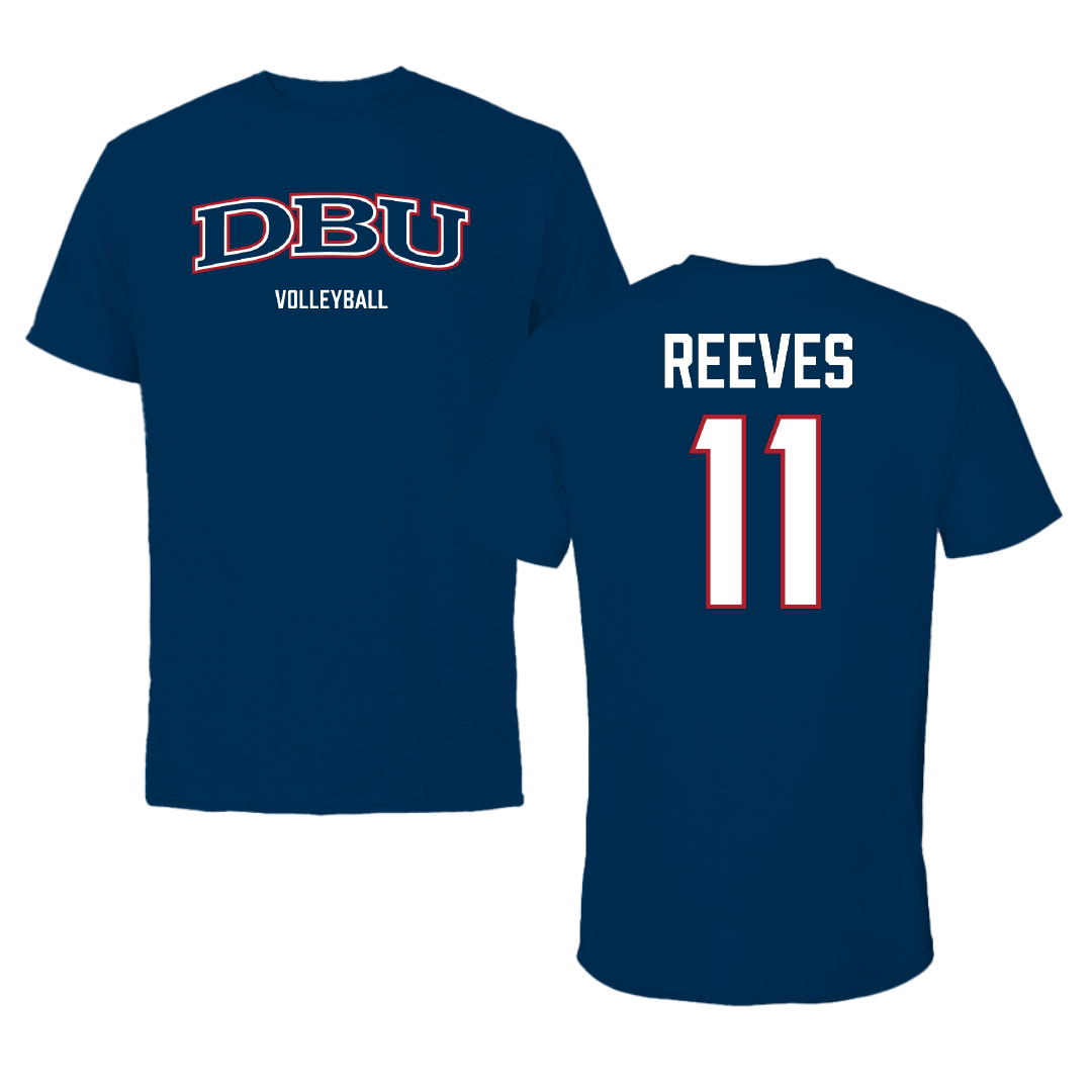 Dallas Baptist University Volleyball (W) Navy Tee - #11 Price Reeves