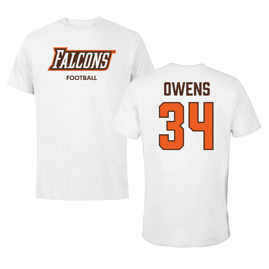 Bowling Green State University Football White Performance Tee - #34 Elias Owens