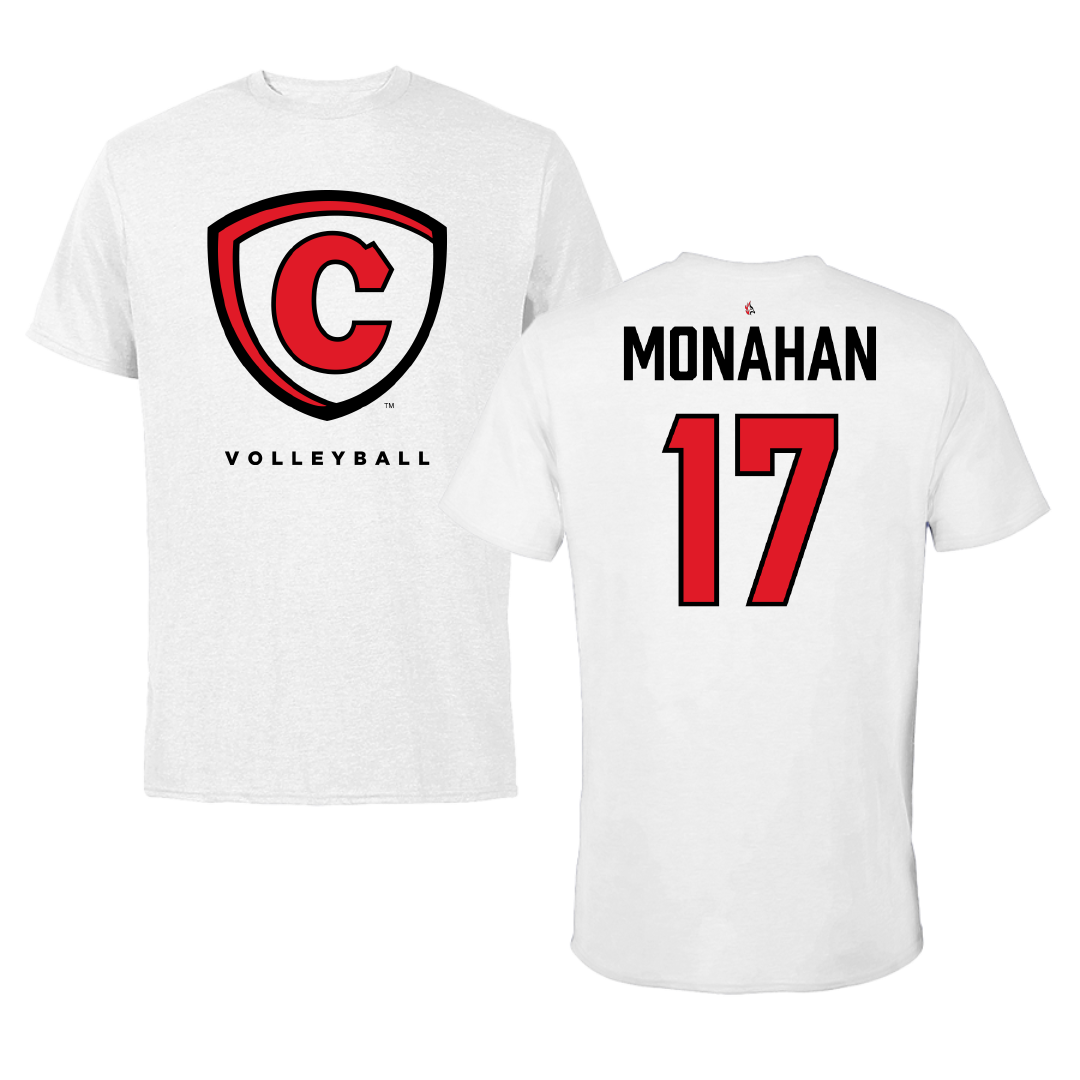 Carthage College Volleyball White Performance Tee - #17 Ryan Monahan