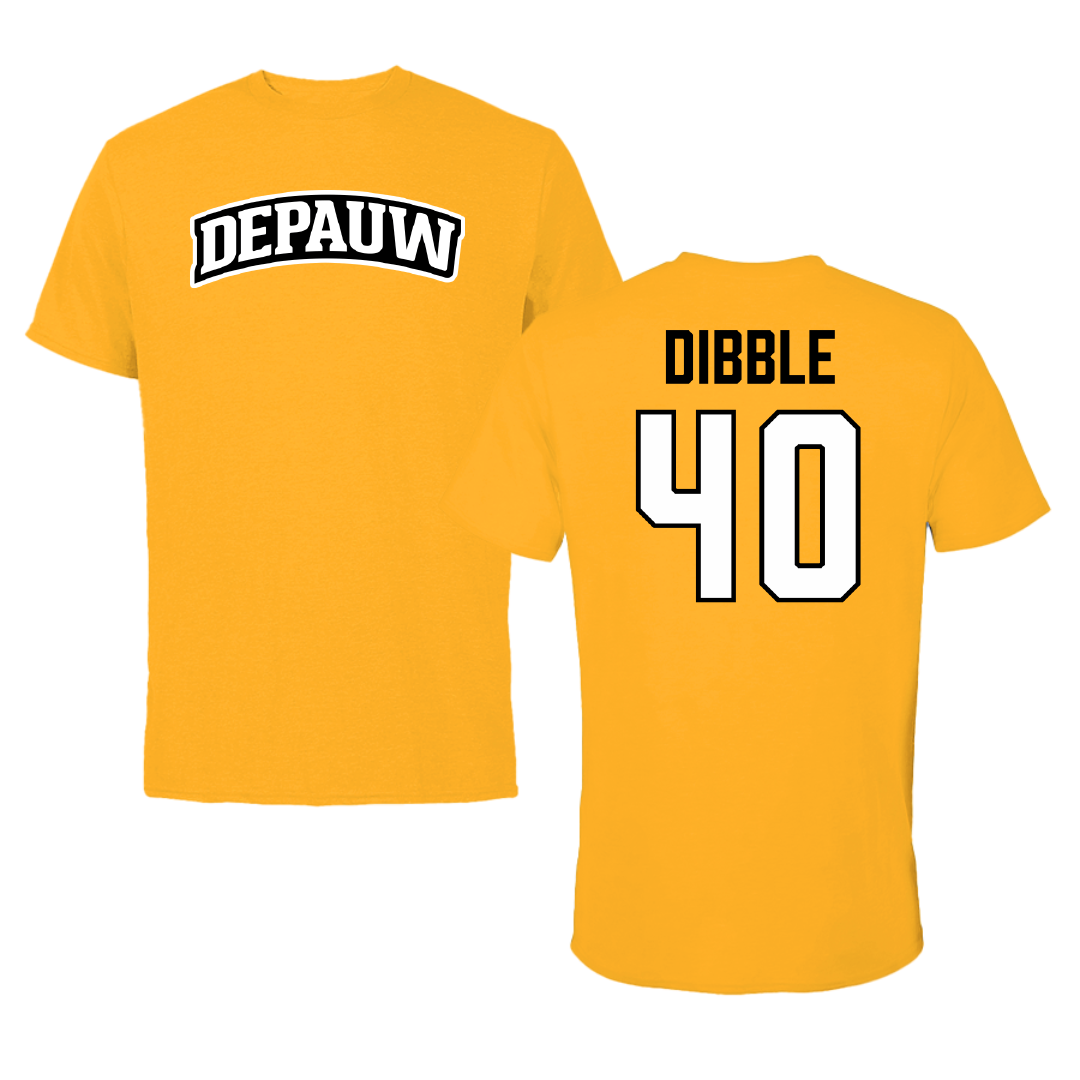 DePauw University Football Gold Performance Tee - #40 Carson Dibble