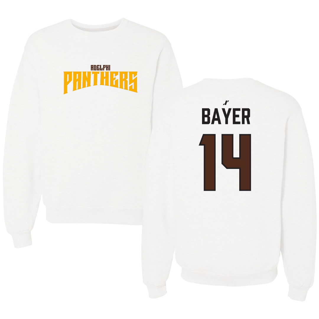 Adelphi University Lacrosse White Classic Crewneck - #14 Stephen Bayer