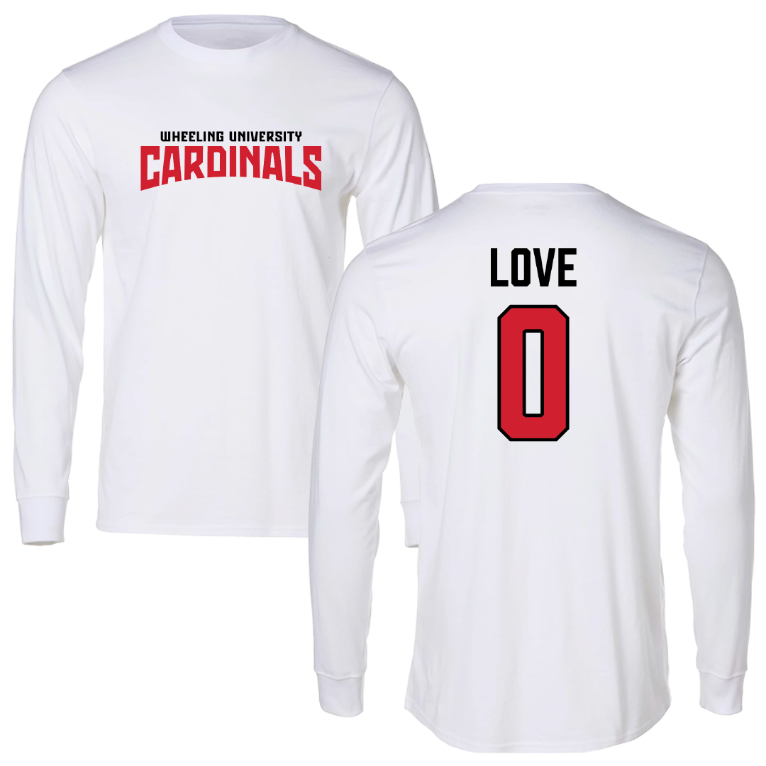 Wheeling University Football White Classic Performance Long Sleeve - #0 Solo Love