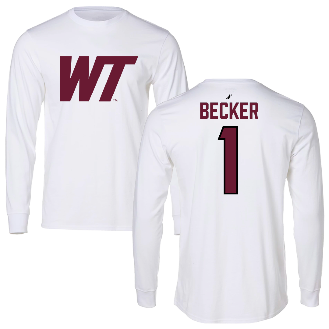West Texas A&M University Volleyball White Performance Long Sleeve - #1 Emma Becker