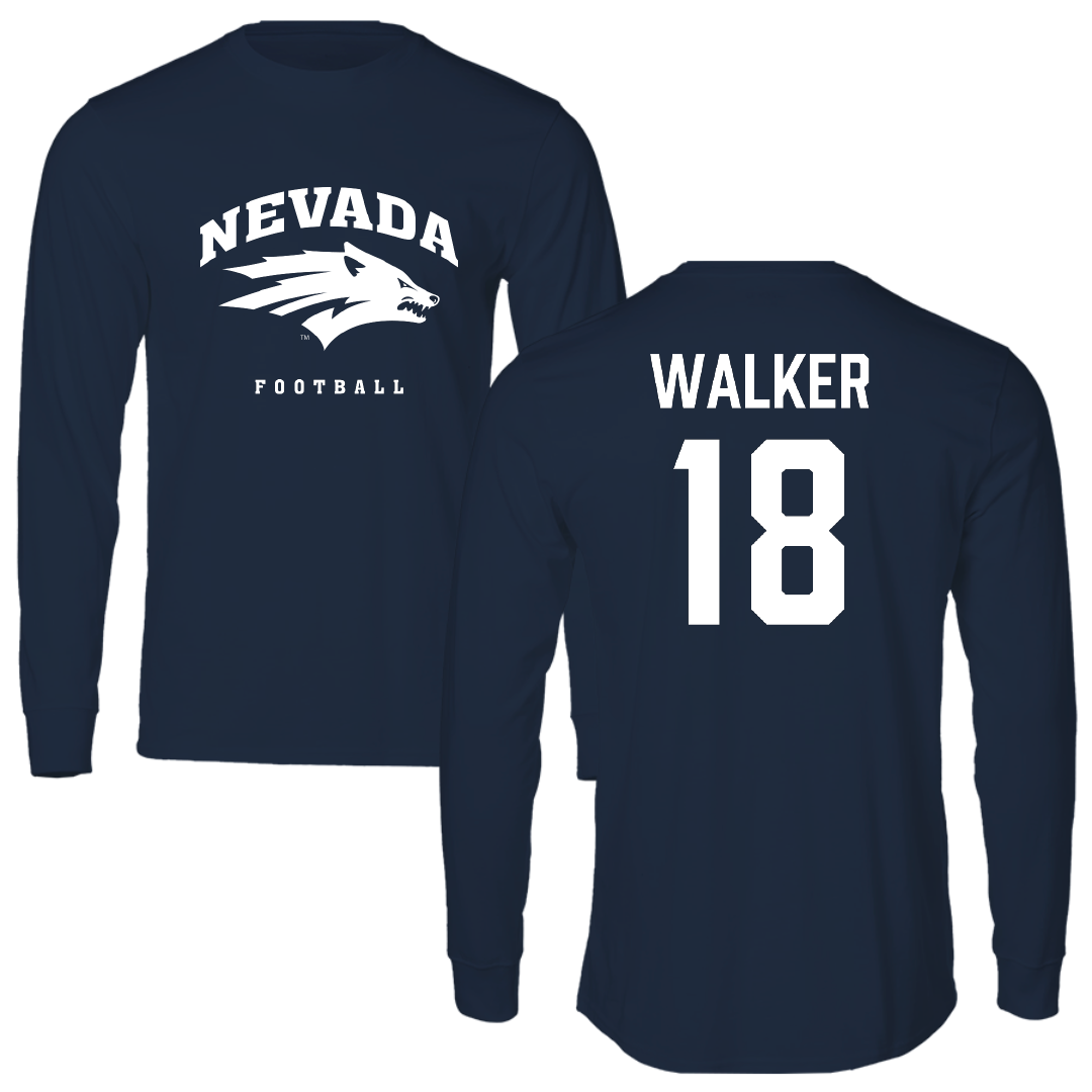 University of Nevada Football Navy Long Sleeve - #18 Aiden Walker
