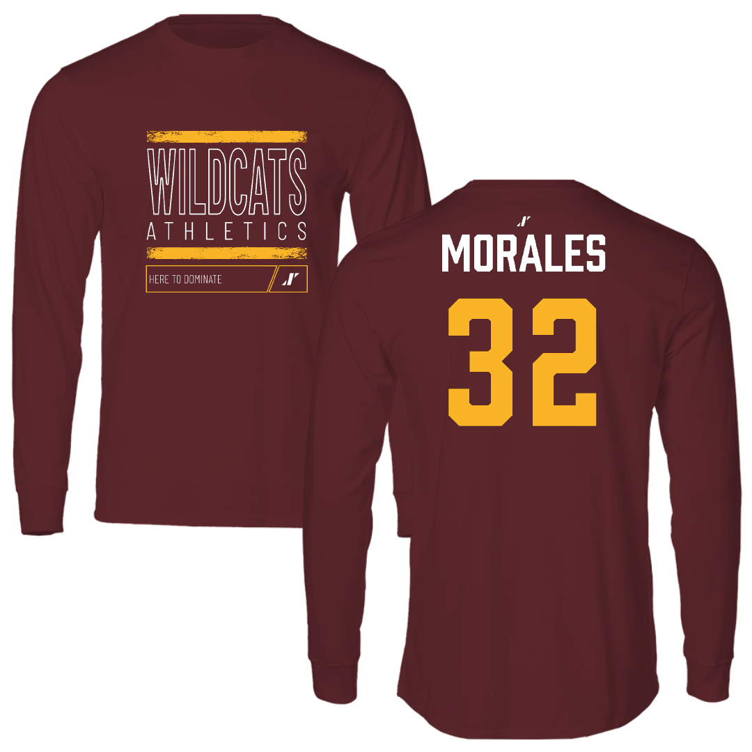Bethune-Cookman University Baseball Maroon Dominate Performance Long Sleeve - #32 Justin Morales