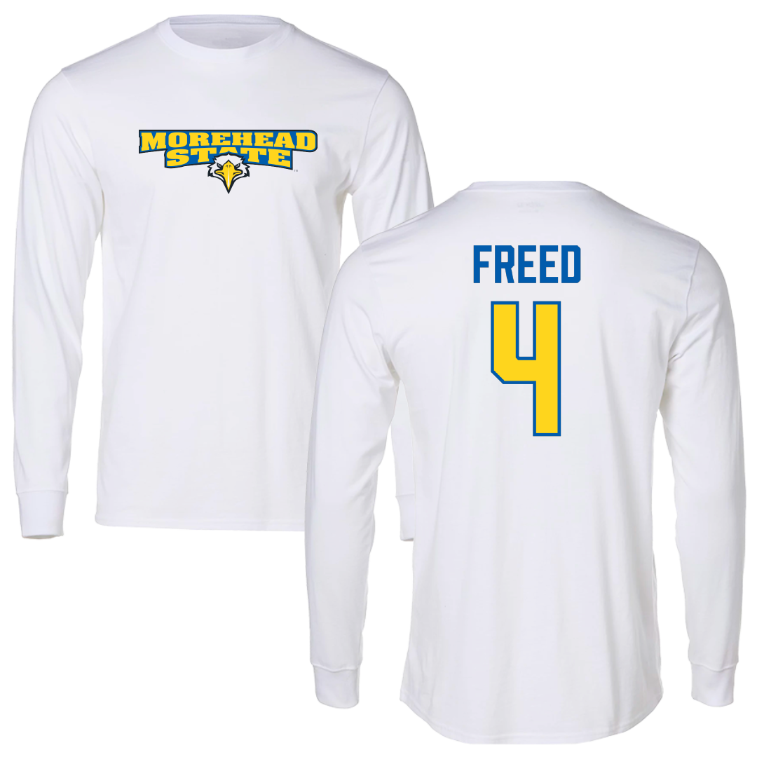 Morehead State University Beach Volleyball White Performance Long Sleeve - #4 Addie Freed
