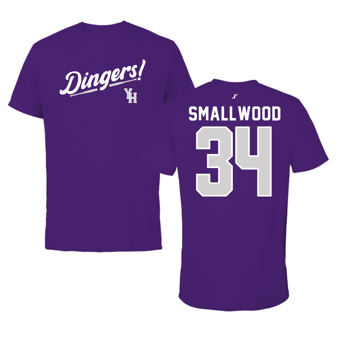 Young Harris College Baseball Purple Dingers Tee - #34 Kade Smallwood