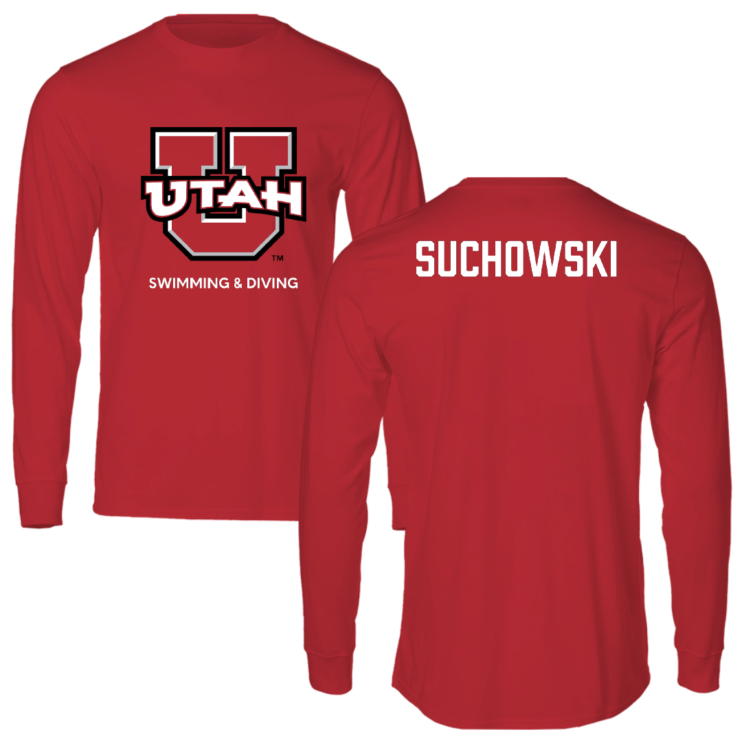 University of Utah Swimming & Diving Red Utes Long Sleeve - Jake Suchowski